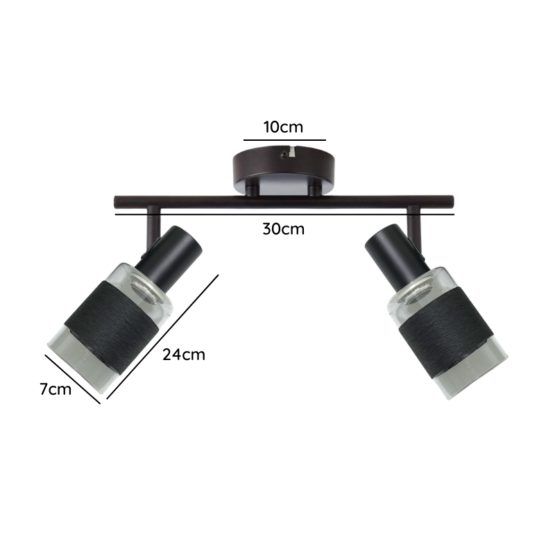Aplique Doble Cuerpo de Vidrio con Aluminio Dirigible Ampolleta E14