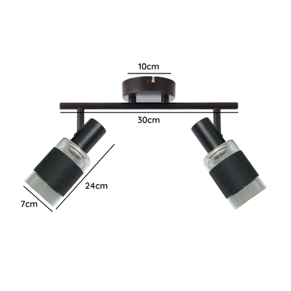 Aplique Doble Cuerpo de Vidrio con Aluminio Dirigible Ampolleta E14