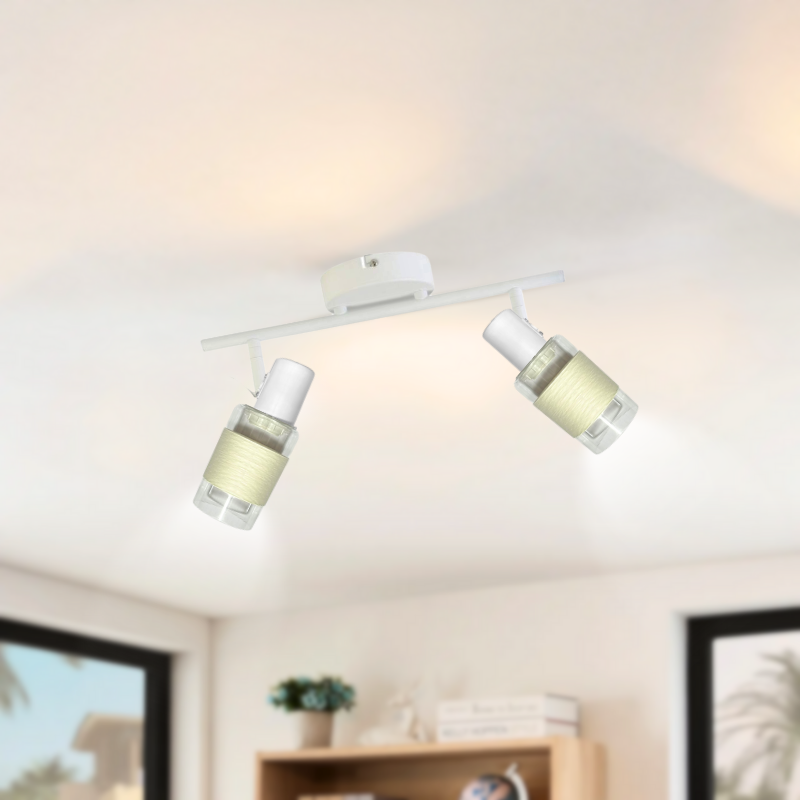 Aplique Doble Cuerpo de Vidrio con Aluminio Dirigible Ampolleta E14