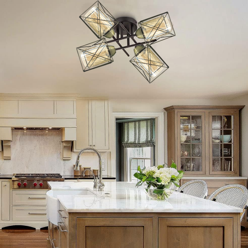 Lampara De Techo Geometrica Con Ampolleta Led E27
