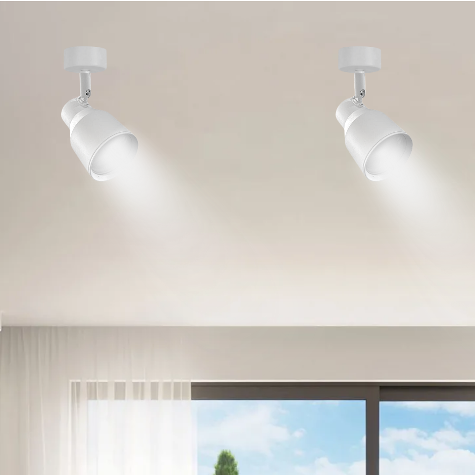 Aplique Simple Blanco con Ampolleta Dicroica Gu10 Dirigible Modelo Hiades