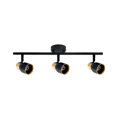 Aplique Triple Negro Dorado Con Ampolleta Dicroica Gu10 Dirigible Modelo Hiades SEC