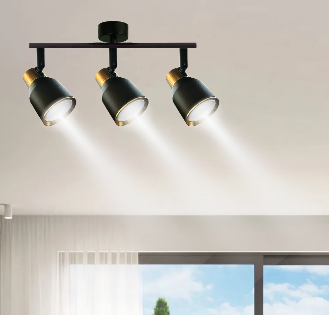 Aplique Triple Con Ampolleta Dicroica Gu10 Dirigible