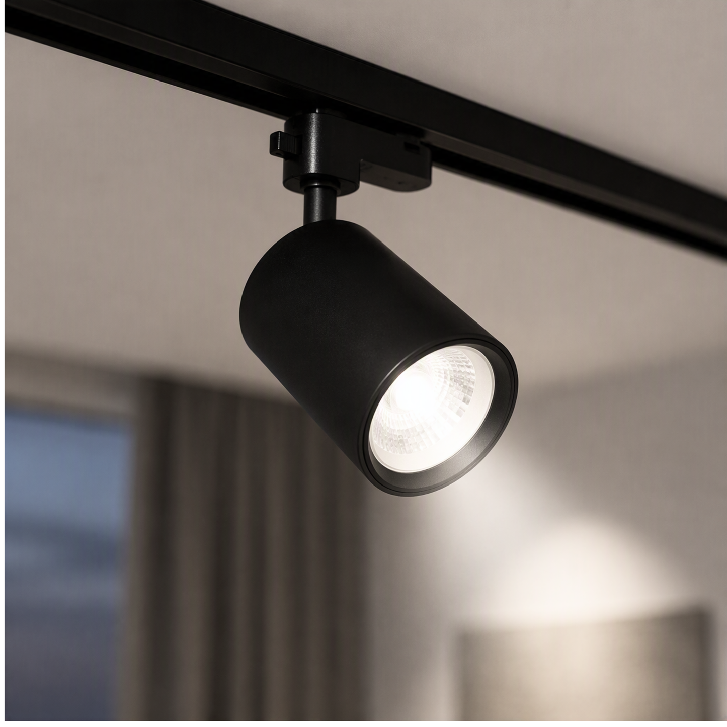 Foco Para Riel Monofasico Negro Con Ampolleta Dicroica 220v