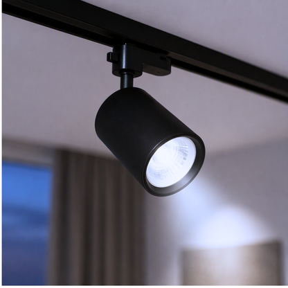 Foco Para Riel Monofasico Negro Con Ampolleta Dicroica 220v