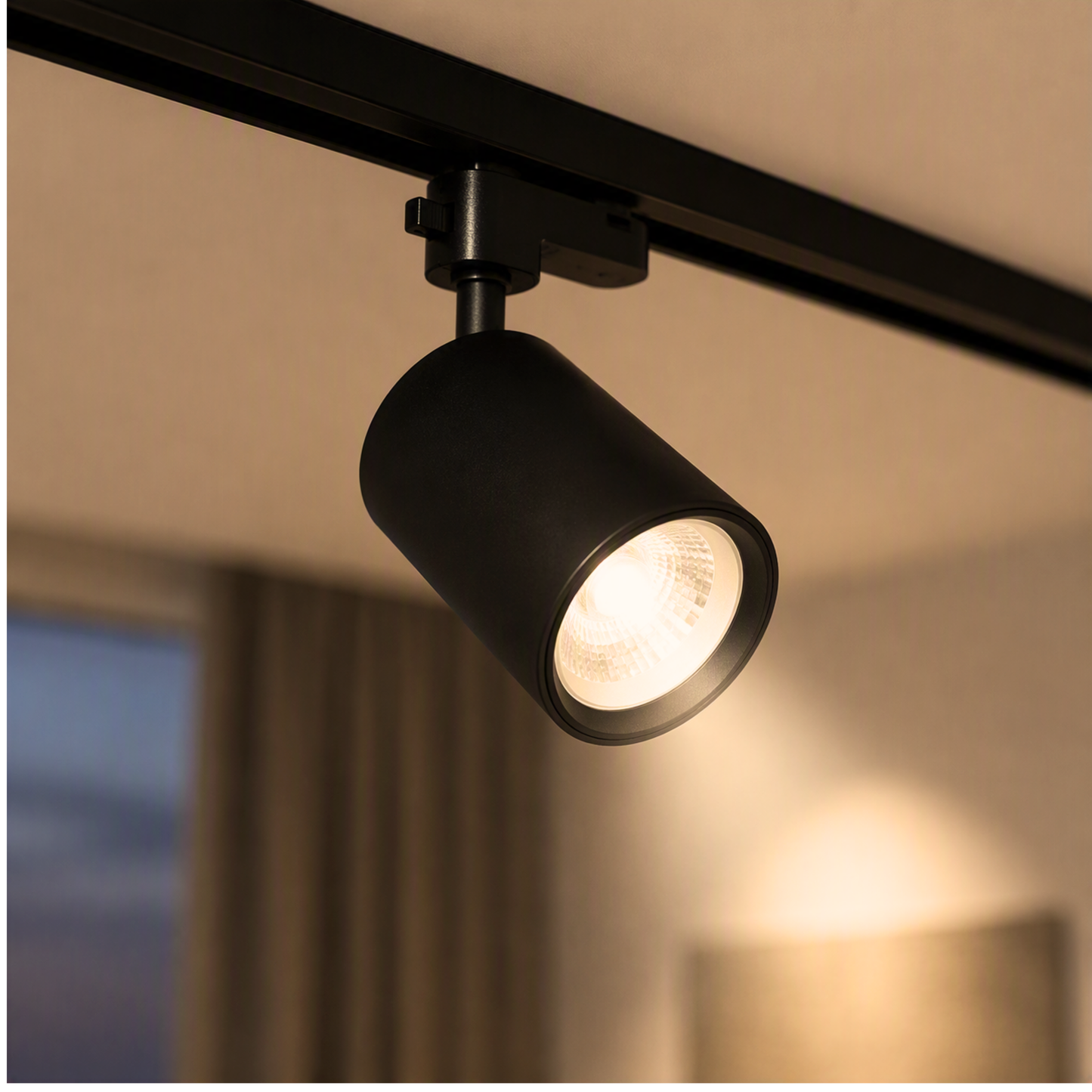 Foco Para Riel Monofasico Negro Con Ampolleta Dicroica 220v