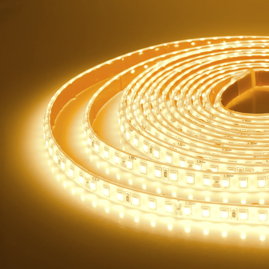 Cinta Led Impermeable Luz Blanca Cálida con adhesivo 10 Metros + Conector Al 220v