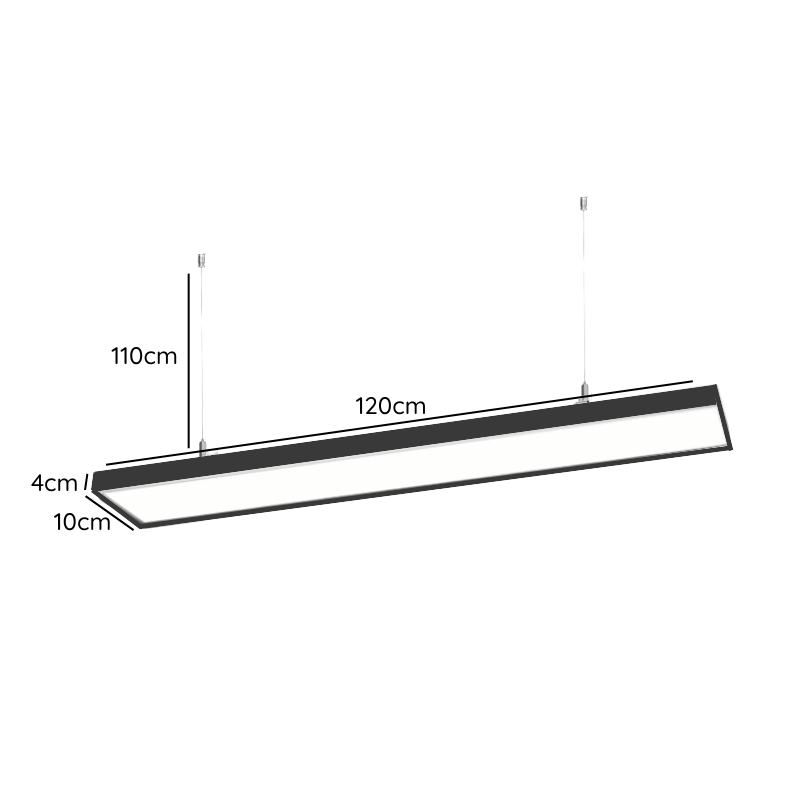 Lampara Led Lineal Colgante/Sobrepuesto Negro 48w 120cm ABS
