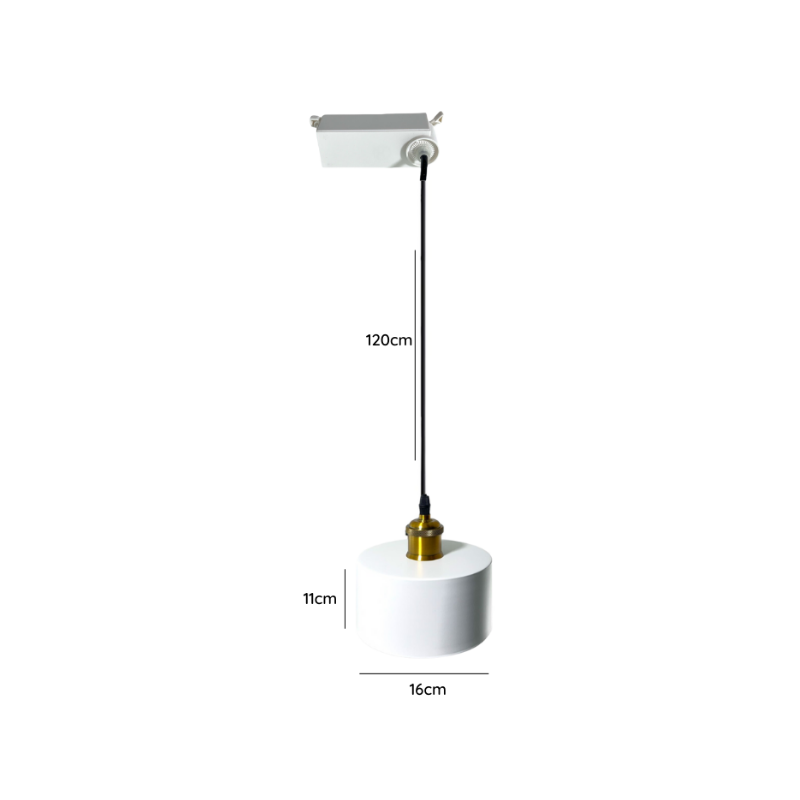 Lámpara Colgante Blanca E27 Para Riel Monofásico Modelo Morava