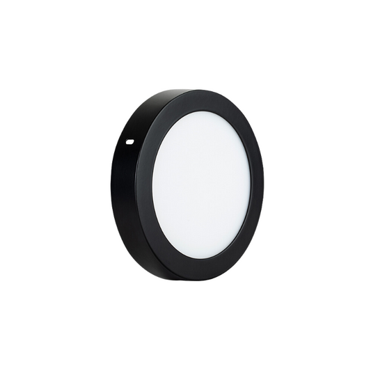 Panel Plafon Led Sobrepuesto Redondo Borde Negro 12w 15.5cm
