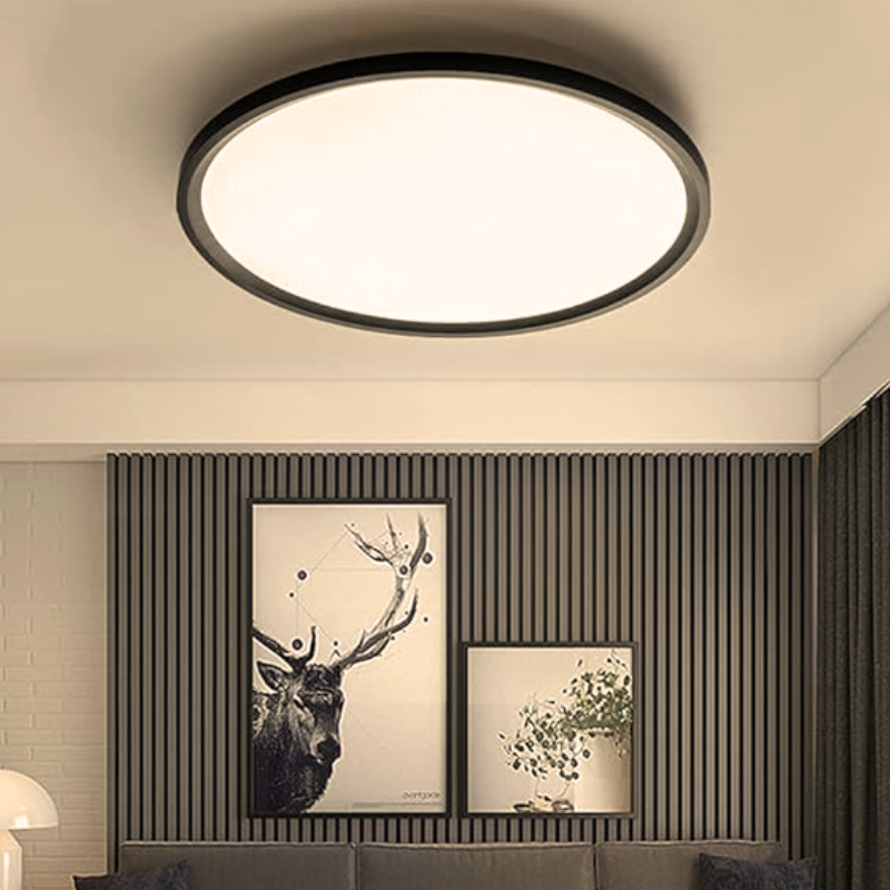 Panel Led Negro Sobrepuesto Redondo Slim 48w+48w 500mm 3000-4000-6500k