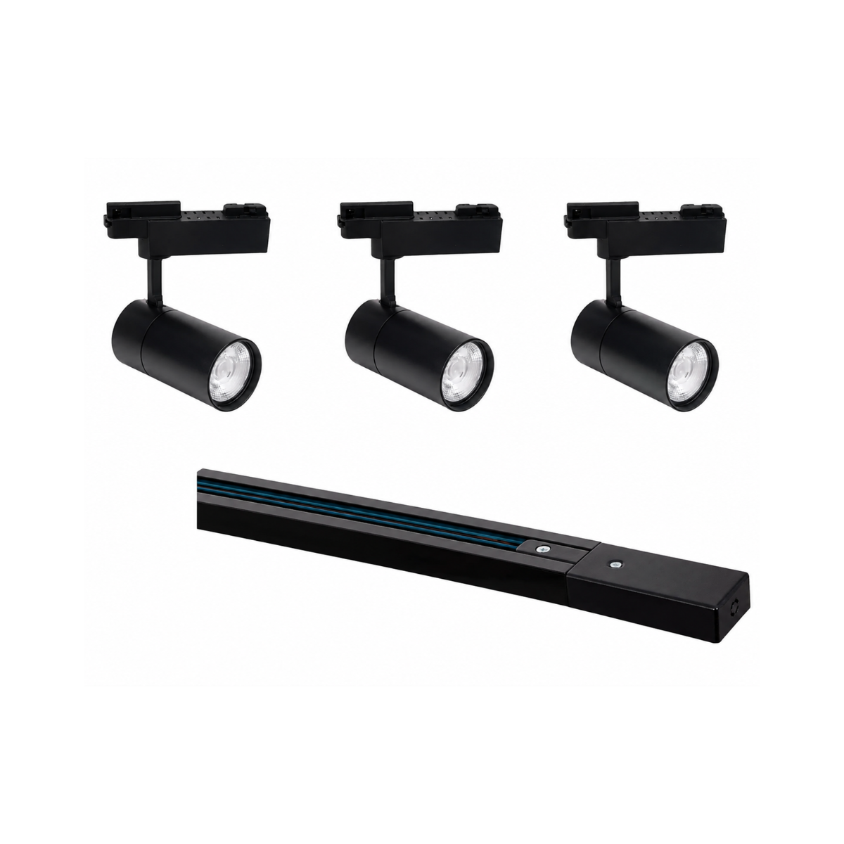 Pack 3 Foco Riel monofásico Negro CCT 60W + Riel 1 metro