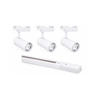 Pack 3 Foco Riel monofásico Blanco CCT 60W + Riel 1 metro