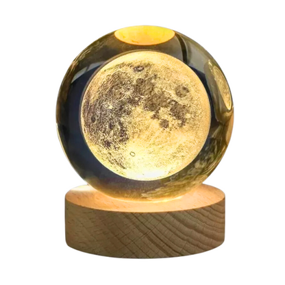 Lámpara de Mesa Esfera de Cristal 6"Diseño Luna 1W USB Luz Cálida