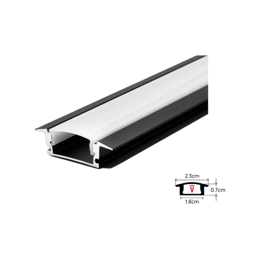 Perfil 2 metros 508 Embutido plano bajo Color Negro 0.45mm Pack 10 unidades