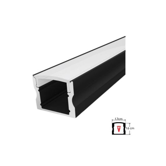 Perfil 2 metros 613 sobrepuesto plano alto Color Negro 0.55mm Pack 10 unidades