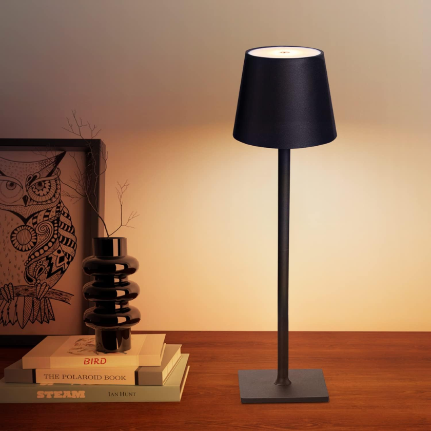 Lampara Led Negra Tactil Recargable Dimeable con Usb