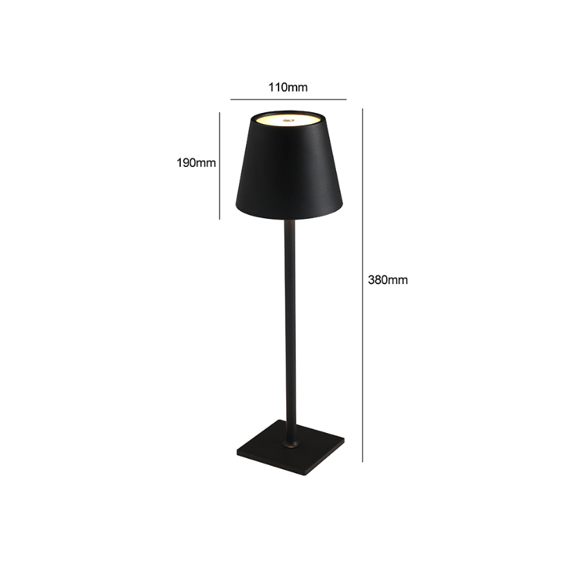 Lampara Led Negra Tactil Recargable Dimeable con Usb
