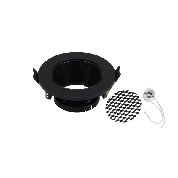 Foco Embutido Slim Negro Basculante Porta Gu10 con Difusor