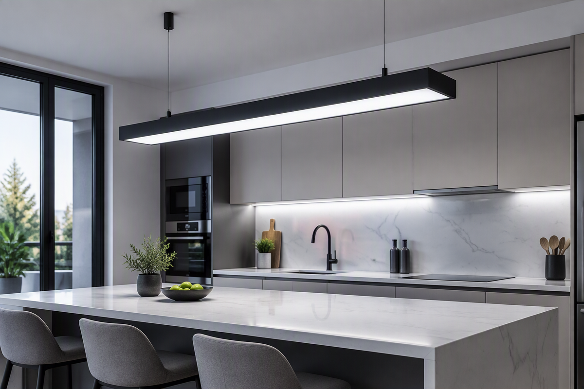 Lampara Led Lineal Colgante/Sobrepuesto Negro 48w 120cm ABS