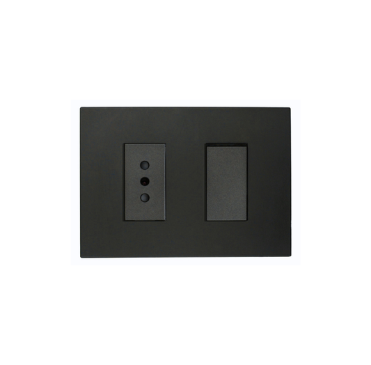 Interruptor Simple 9/12 con Enchufe Simple Teclon Grafito 10A 250V SEC