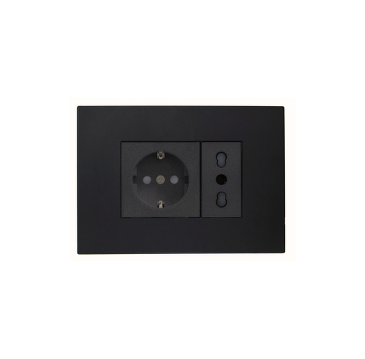 Enchufe Schuko Universal + Enchufe Simple Bipaso 10/ 16A 250V Grafito SEC