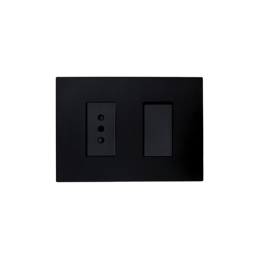 Interruptor Simple 9/12 con Enchufe Simple Teclon Negro 10A 250V SEC
