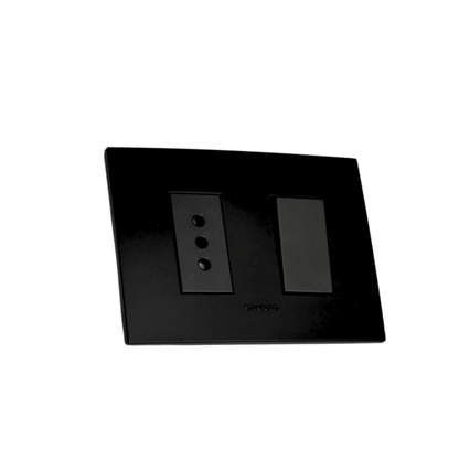 Interruptor Simple 9/12 con Enchufe Simple Teclon Grafito 10A 250V SEC