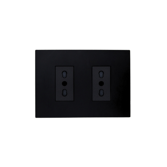 Enchufe Tomacorriente Doble Bipaso Teclon Negro 10/16 220v SEC