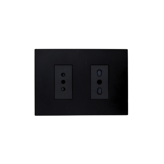 Enchufe Simple 10A + Enchufe Simple Bipaso Teclon Negro 10/16A 250V SEC