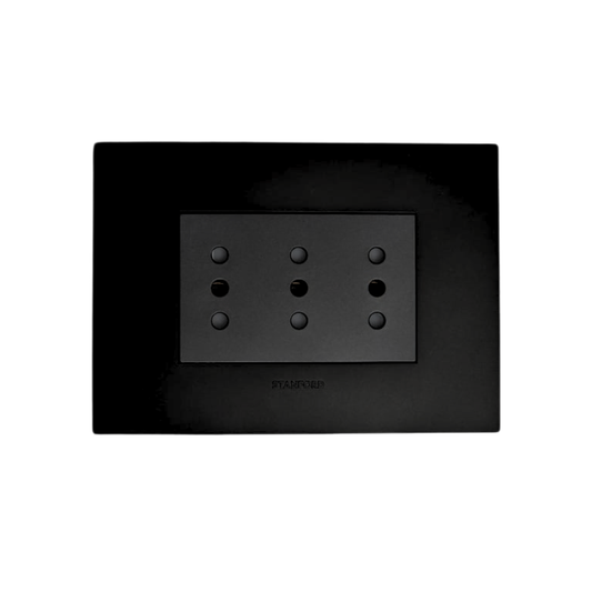 Enchufe Triple Punteado 10A 250V Teclon Negro