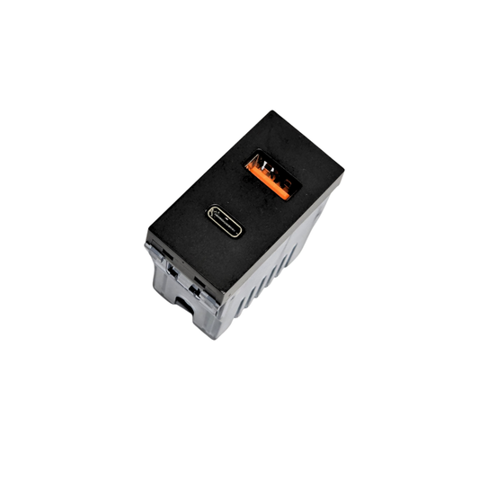 Modulo Toma Usb Doble 100-240V 5V Tipo A + Tipo C Negro