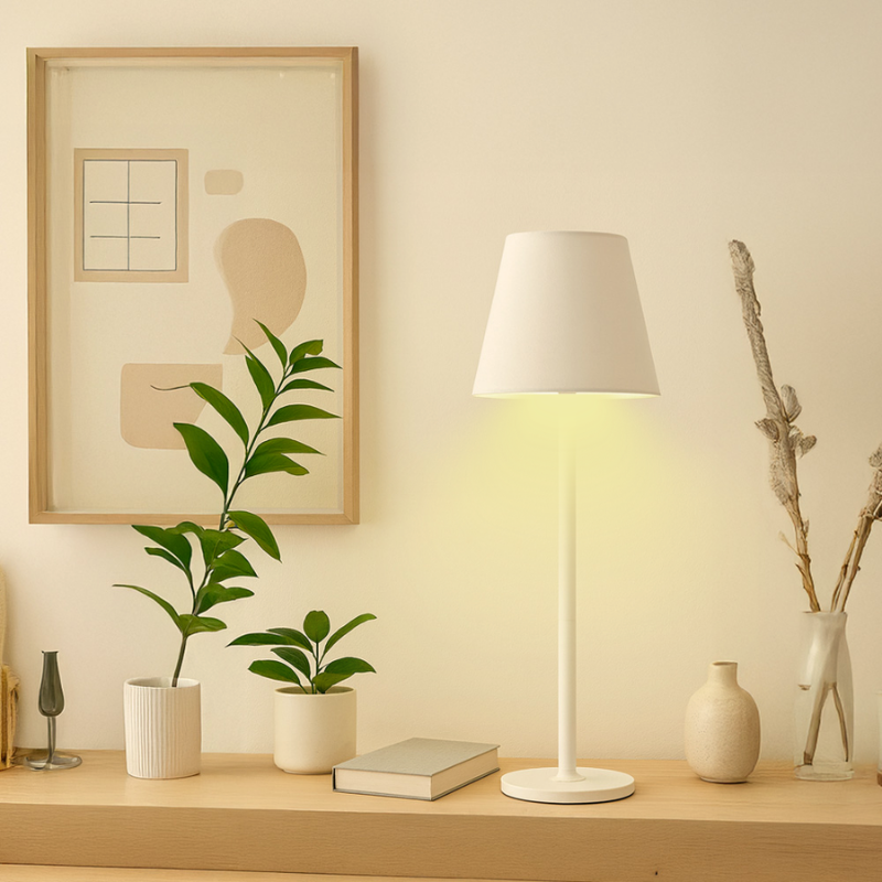 Lampara Led Blanca Tactil Recargable Dimeable con Usb C 2W