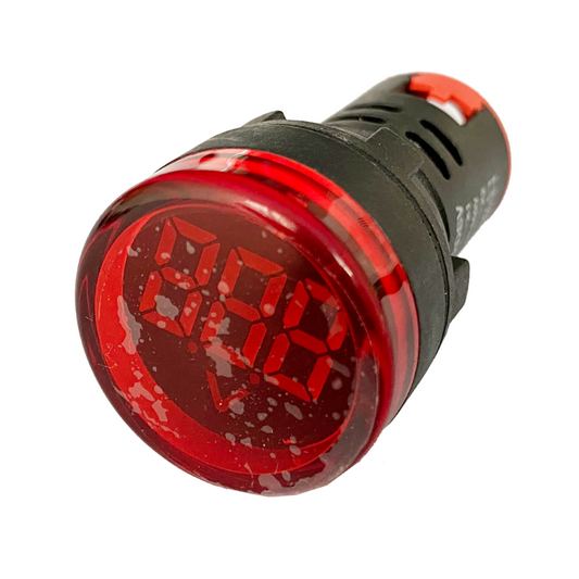 Luz Piloto Roja Led con Voltimetro 0-100A 60-500V 22mm