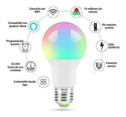 Ampolleta Inteligente Led Wifi Multicolor - Wanting Chile SpA