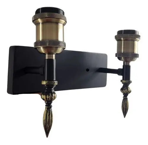 Aplique Doble Lampara Foco Led Muro E27 Bronce Decoracion - Wanting Chile SpA