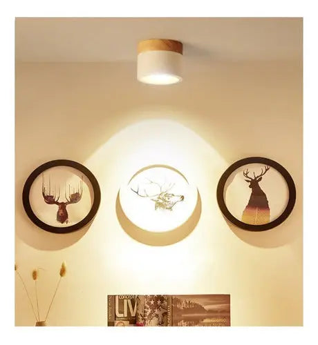 Panel Sobrepuesto Con Madera Decorativo Led 6w Luz Fria