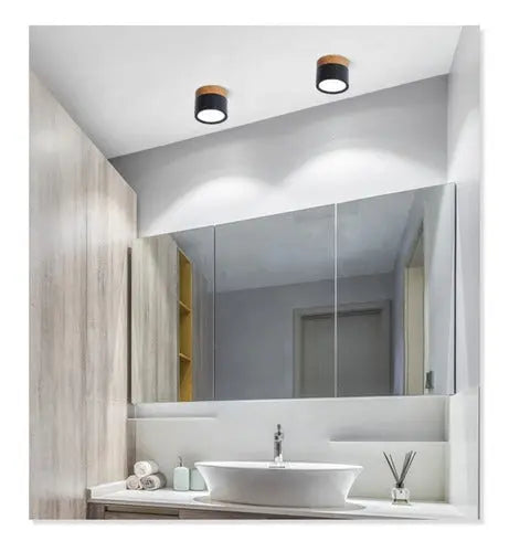 Panel Sobrepuesto Con Madera Decorativo Led 6w Luz Fria