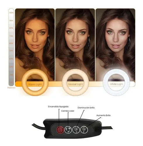 Aro Anillo Luz Led Fotografia 26cm 15w Tripode Ajustable
