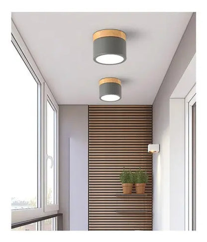 Panel Sobrepuesto Con Madera Decorativo Led 6w Luz Fria