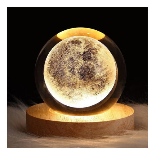 Lámpara De Mesa Esfera Cristal Led Diseño Láser 1w Usb 6'