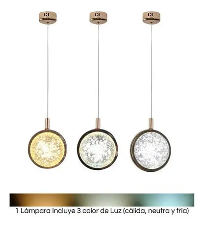 Lámpara Colgante Moderna Elegante Globo Vidrio Bronce Diseño