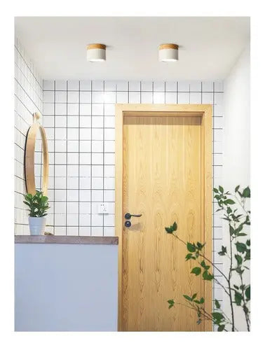 Panel Sobrepuesto Con Madera Decorativo Led 6w Luz Fria