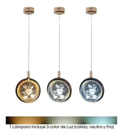 Lámpara Colgante Moderna Elegante Globo Vidrio Bronce Diseño