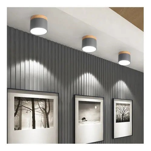 Panel Sobrepuesto Con Madera Decorativo Led 6w Luz Fria