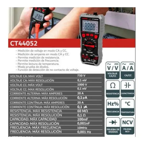 Multimetro Multi Tester Digital Portatil 750v Crown