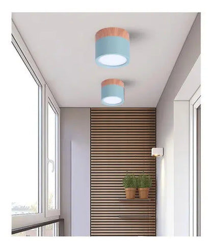 Panel Sobrepuesto Con Madera Decorativo Led 6w Luz Fria