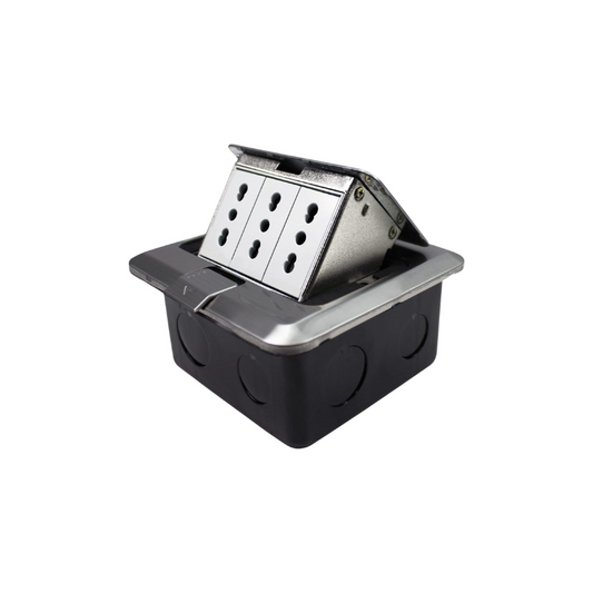 Caja De Piso Pop-Up Metalica 3 Enchufes 10/16A