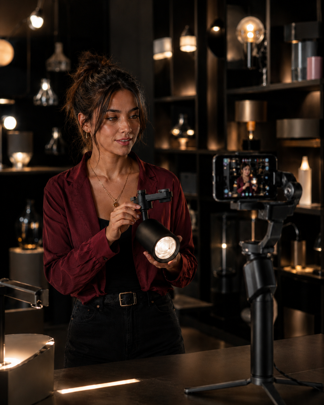 Creador de contenido grabando productos en Wanting Chile