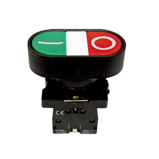 Pulsador doble 22MM Verde/Rojo  1NO+1NC